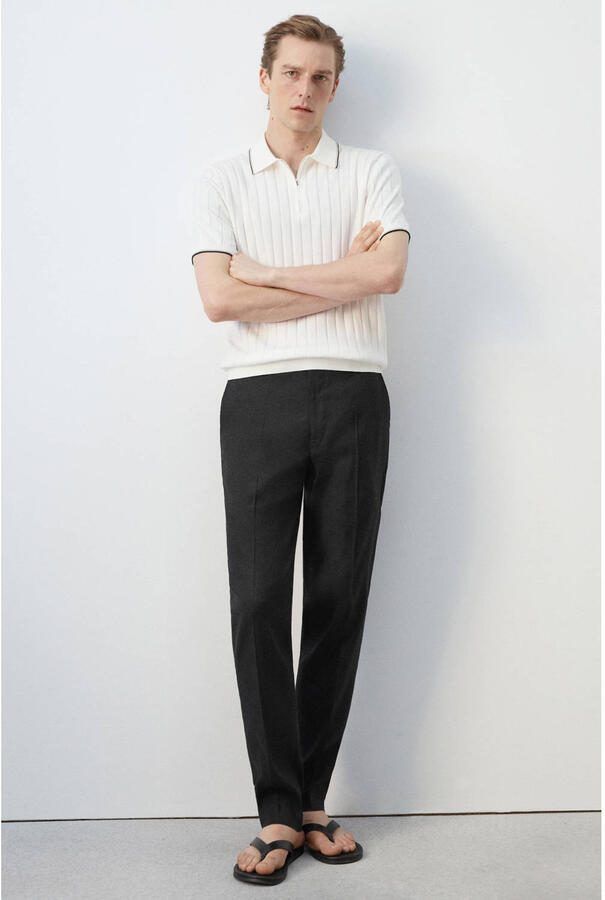 Mango Man regular polo gebreid ecru - Foto 2