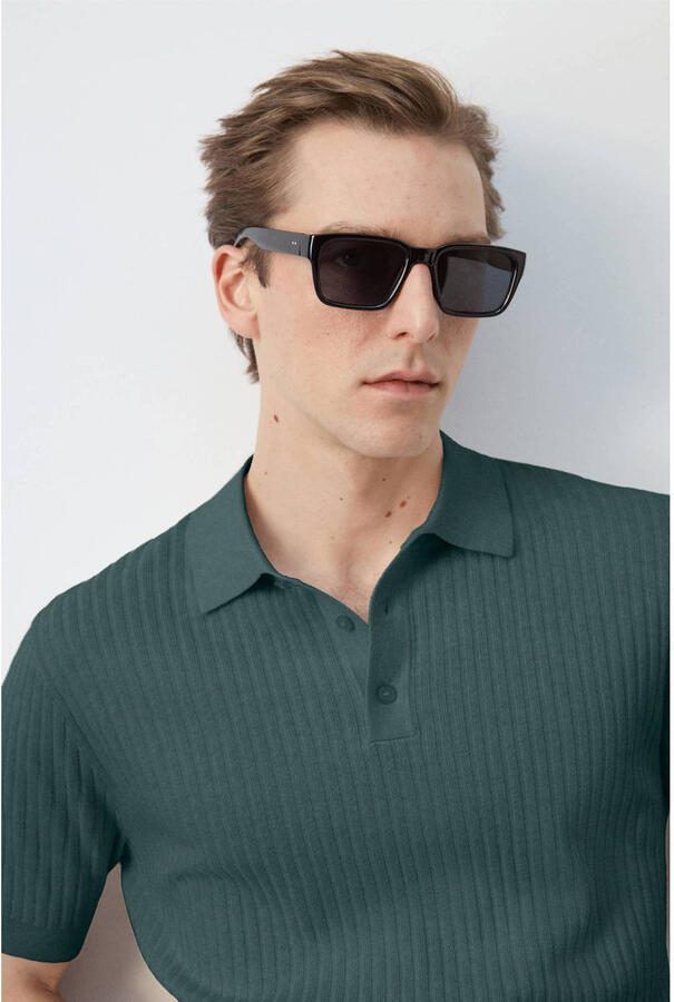 Mango Man regular polo gebreid groen - Foto 2