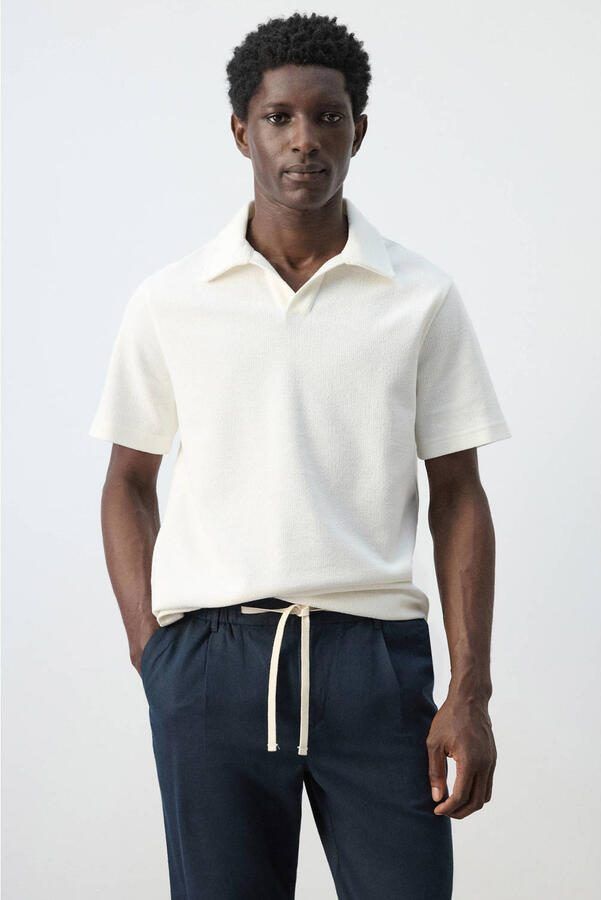 Mango Man regular polo gebreid wit