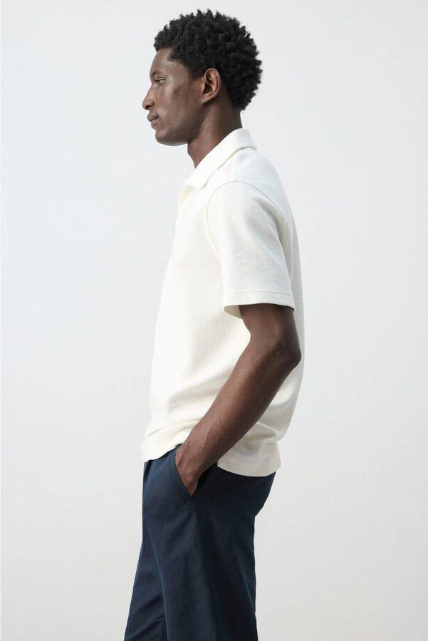 Mango Man regular polo gebreid wit - Foto 3