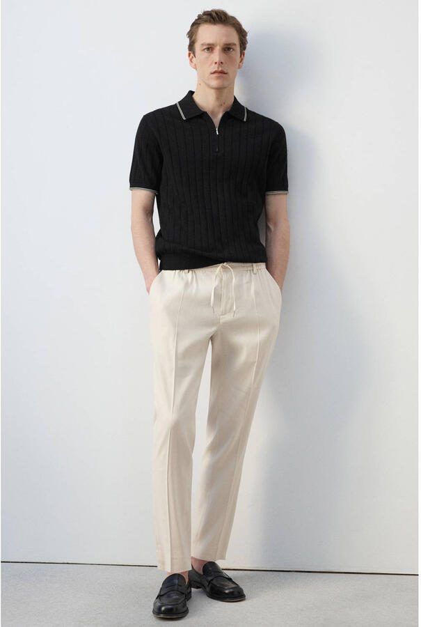 Mango Man regular polo gebreid zwart - Foto 2