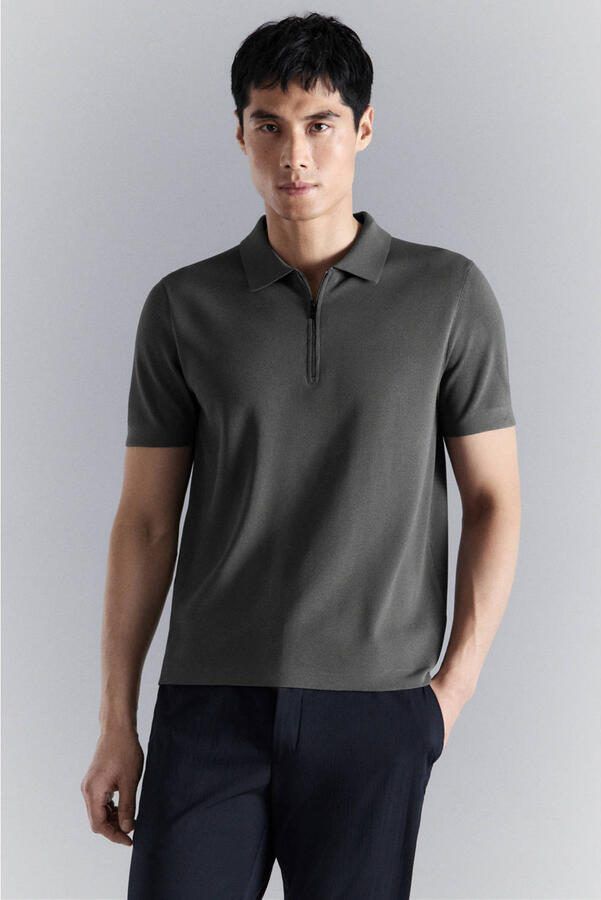 Mango Man regular polo grijs