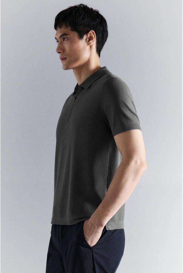 Mango Man regular polo grijs - Foto 2