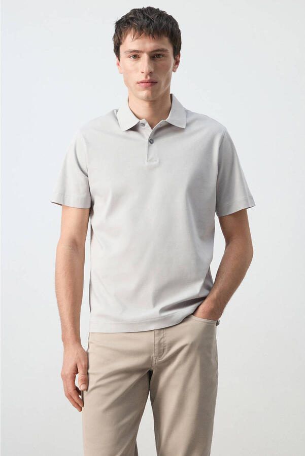Mango Man regular polo grijs