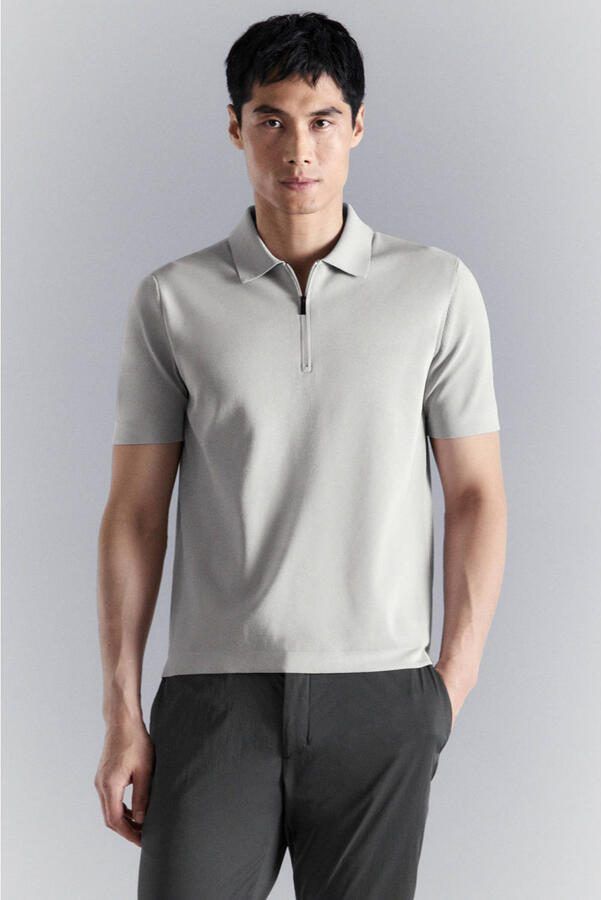 Mango Man regular polo lichtgrijs