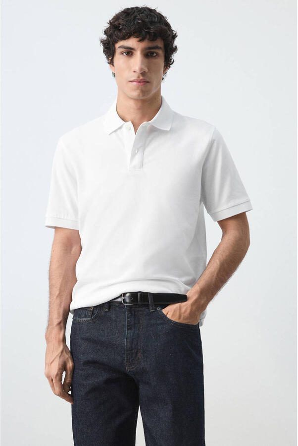 Mango Man regular polo wit