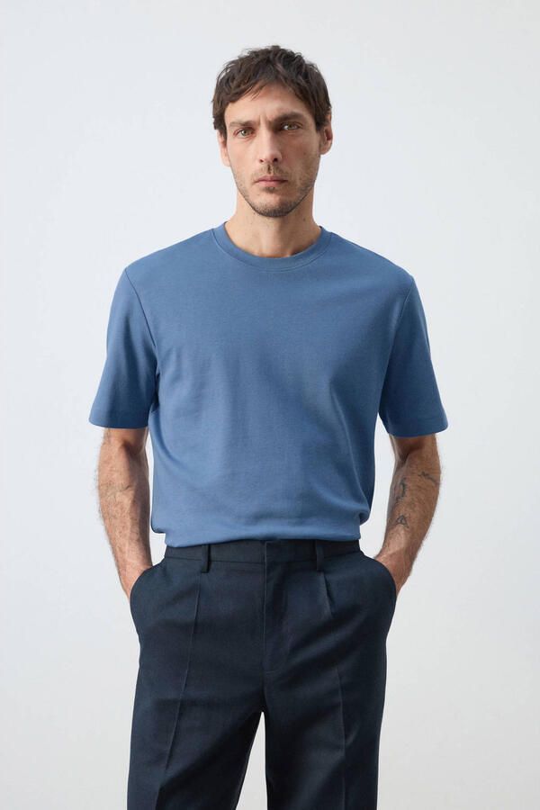 Mango Man regular T-shirt blauw