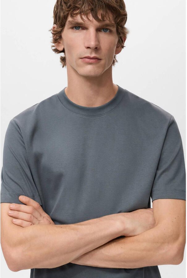 Mango Man regular T-shirt blauw - Foto 3