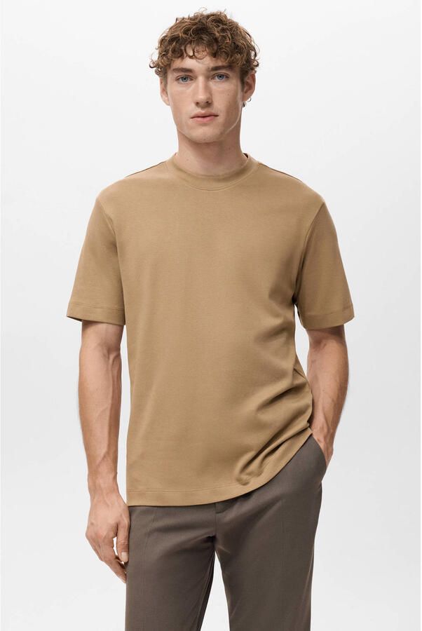 Mango Man regular T-shirt bruin