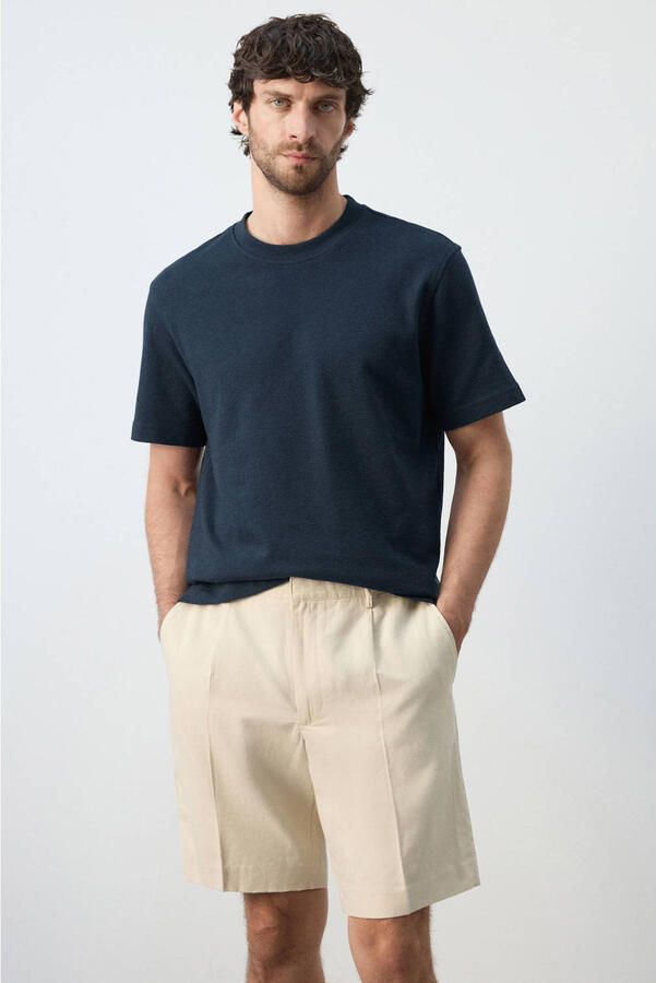 Mango Man regular T-shirt donkerblauw