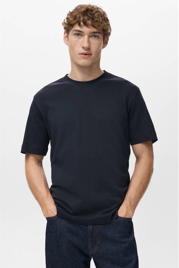 Mango Man regular T-shirt donkerblauw
