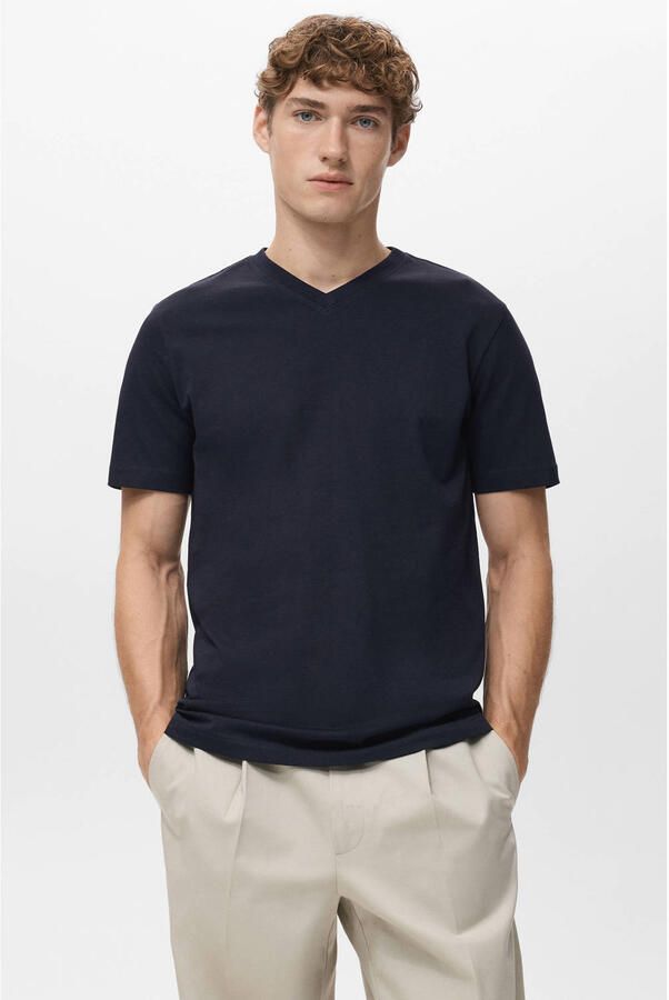 Mango Man regular T-shirt donkerblauw