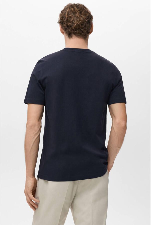 Mango Man regular T-shirt donkerblauw - Foto 3