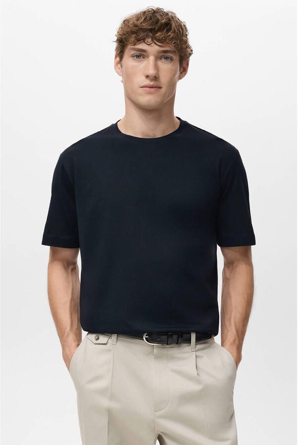 Mango Man regular T-shirt donkerblauw