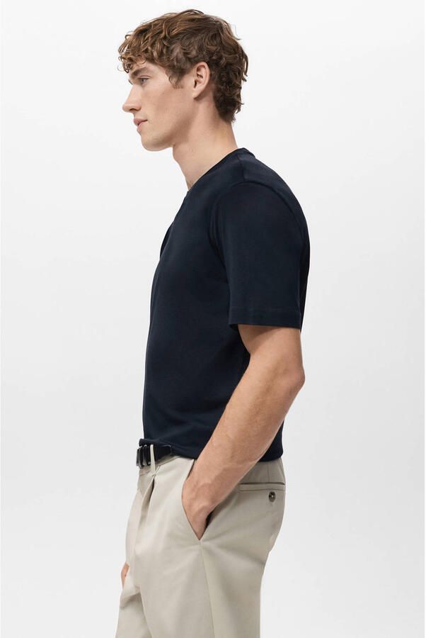 Mango Man regular T-shirt donkerblauw - Foto 3