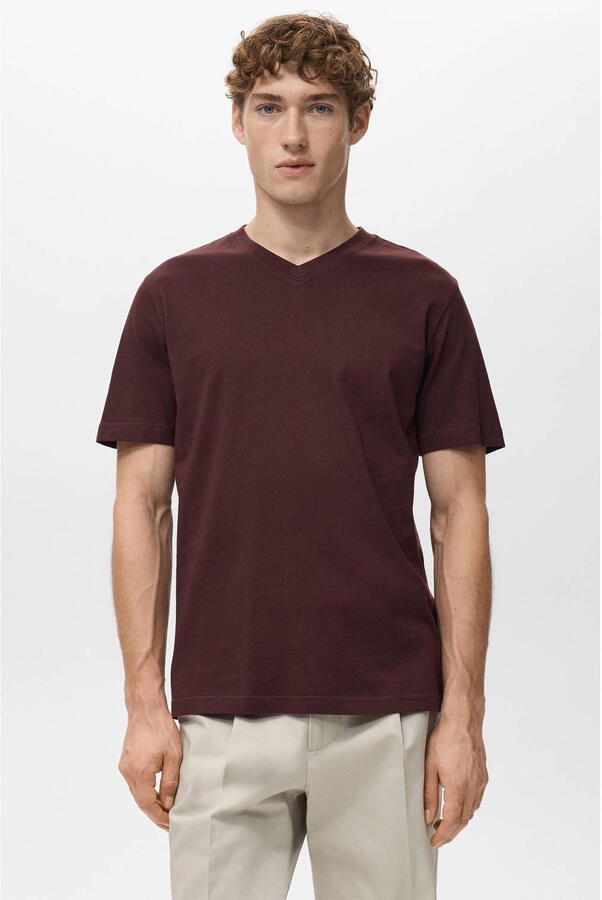 Mango Man regular T-shirt donkerrood - Foto 2