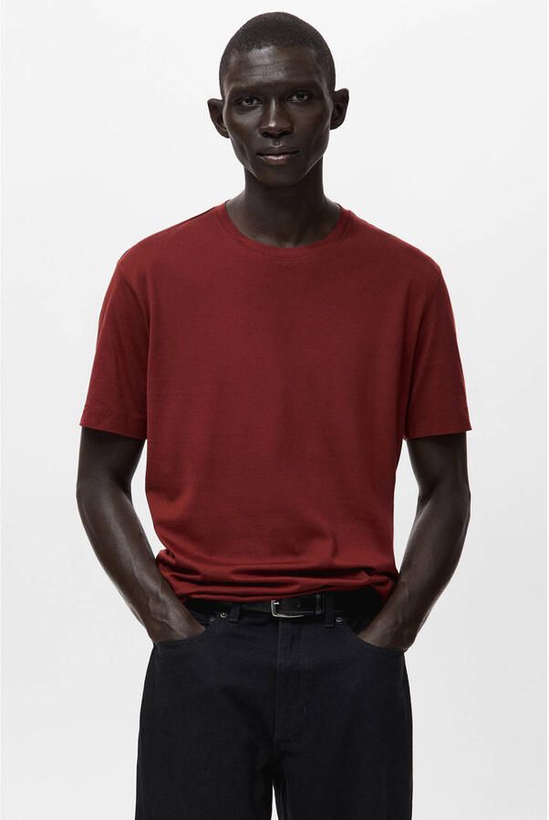 Mango Man regular T-shirt donkerrood