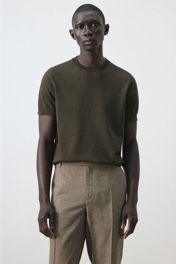 Mango Man regular T-shirt fijn gebreid