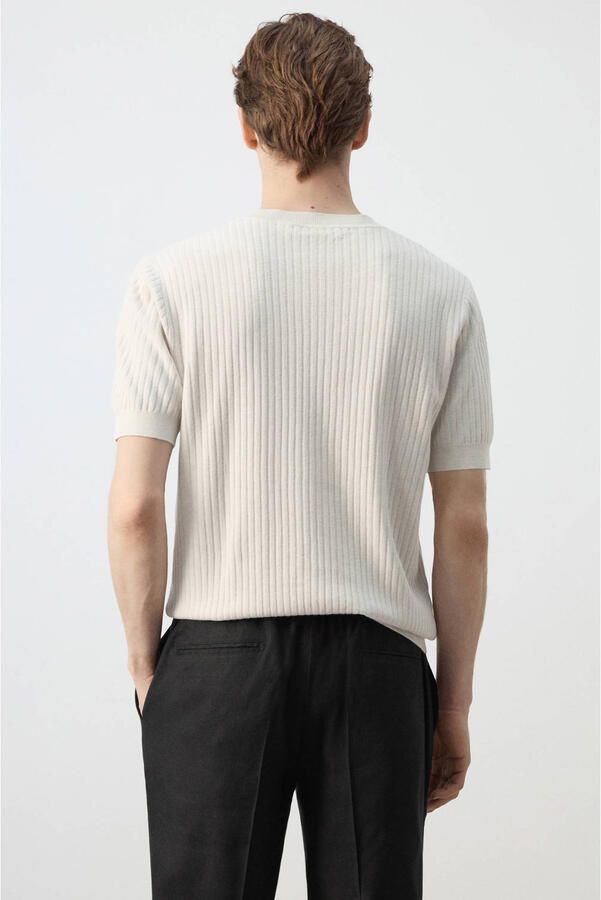 Mango Man regular T-shirt gebreid beige - Foto 3