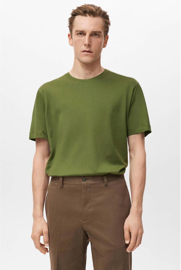 Mango Man regular T-shirt groen