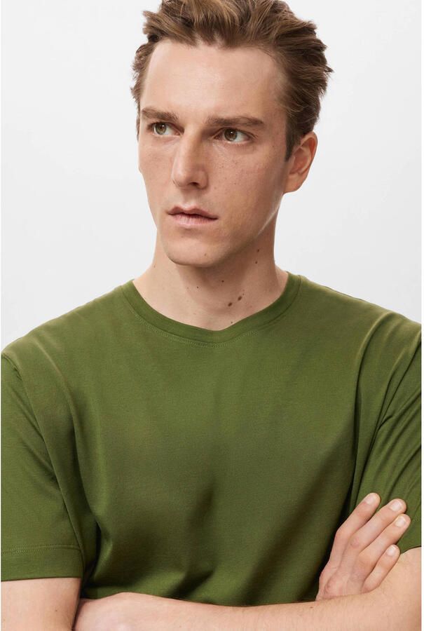 Mango Man regular T-shirt groen - Foto 2