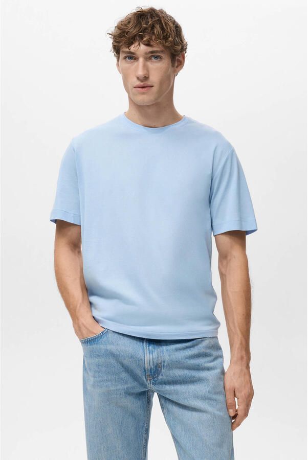 Mango Man regular T-shirt lichtblauw