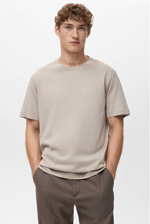 Mango Man regular T-shirt lichtbruin