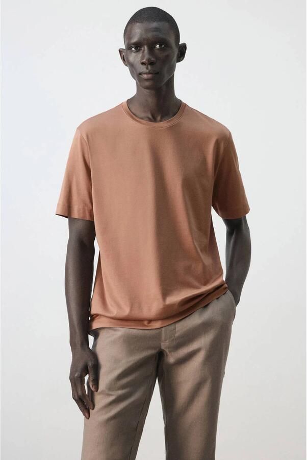 Mango Man regular T-shirt oranje