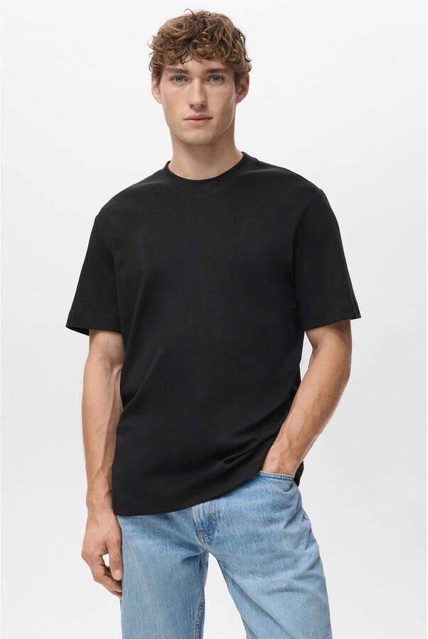 Mango Man regular T-shirt zwart
