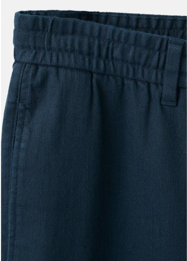 Mango Man relaxed fit casual broek met linnen donkerblauw - Foto 2