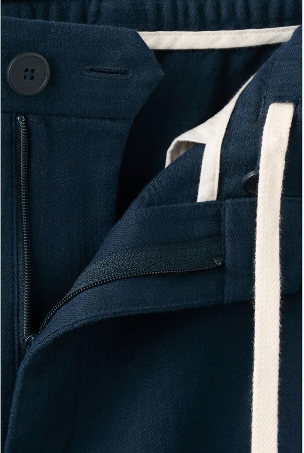 Mango Man relaxed fit casual broek met linnen donkerblauw - Foto 3