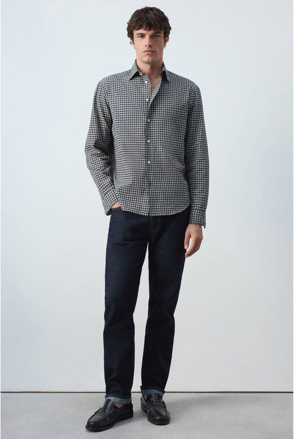 Mango Man relaxed fit geruit overhemd marine - Foto 2