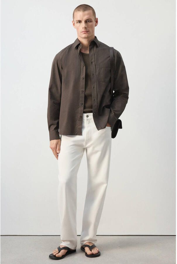 Mango Man relaxed fit overhemd donkerbruin - Foto 3