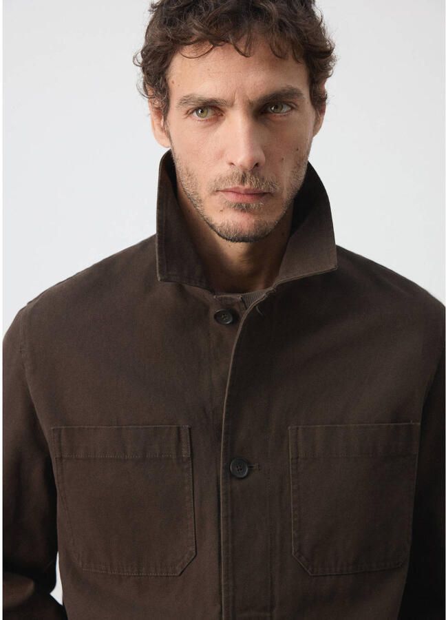Mango Man relaxed fit overshirt bruin - Foto 2