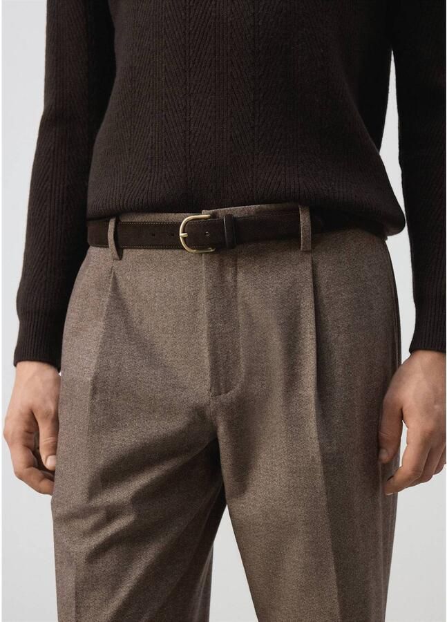 Mango Man relaxed fit pantalon met plooien lichtbeige - Foto 2