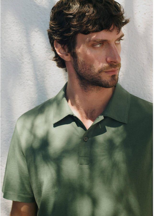 Mango Man relaxed fit polo groen - Foto 3