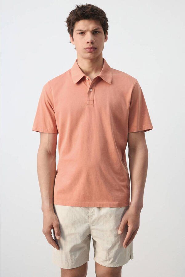 Mango Man relaxed fit polo pasteloranje