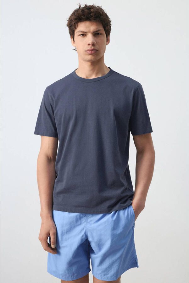 Mango Man relaxed fit T-shirt donkerblauw