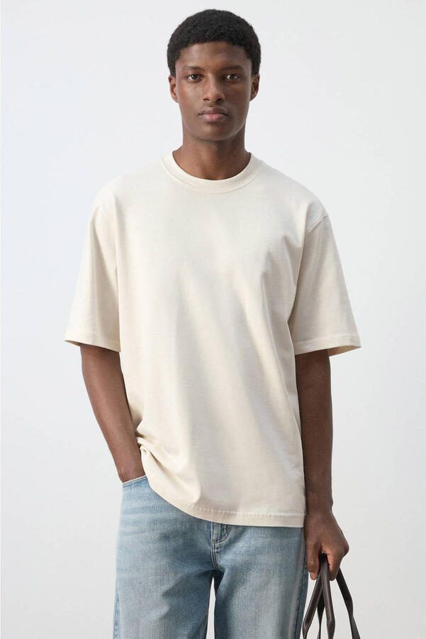 Mango Man relaxed fit T-shirt lichtbeige
