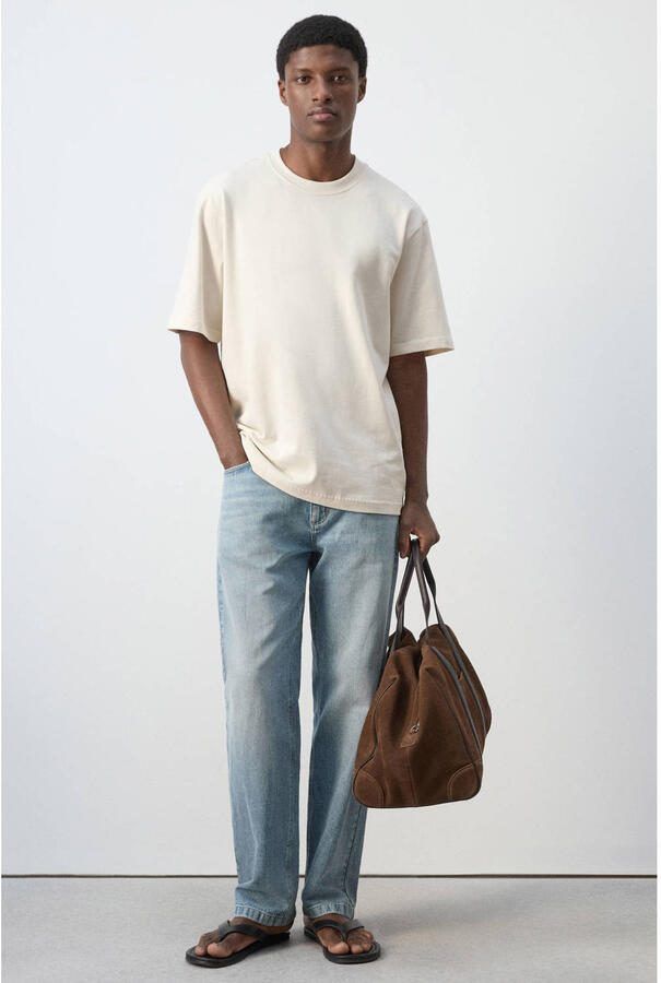 Mango Man relaxed fit T-shirt lichtbeige - Foto 3