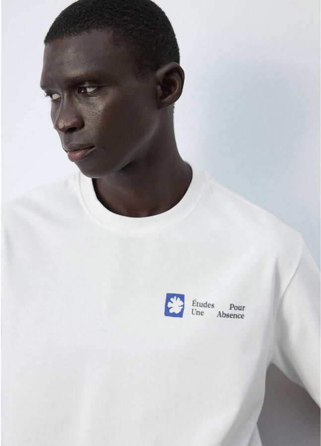 Mango Man relaxed fit T-shirt met backprint wit - Foto 2