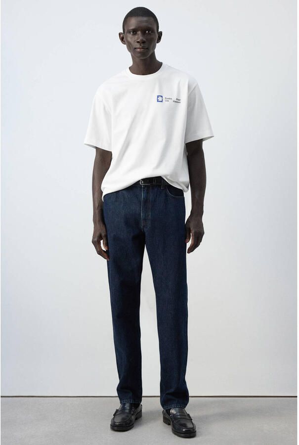 Mango Man relaxed fit T-shirt met backprint wit - Foto 3