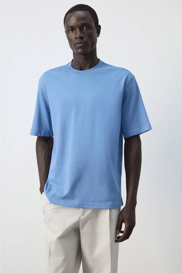 Mango Man relaxed fit T-shirt middenblauw