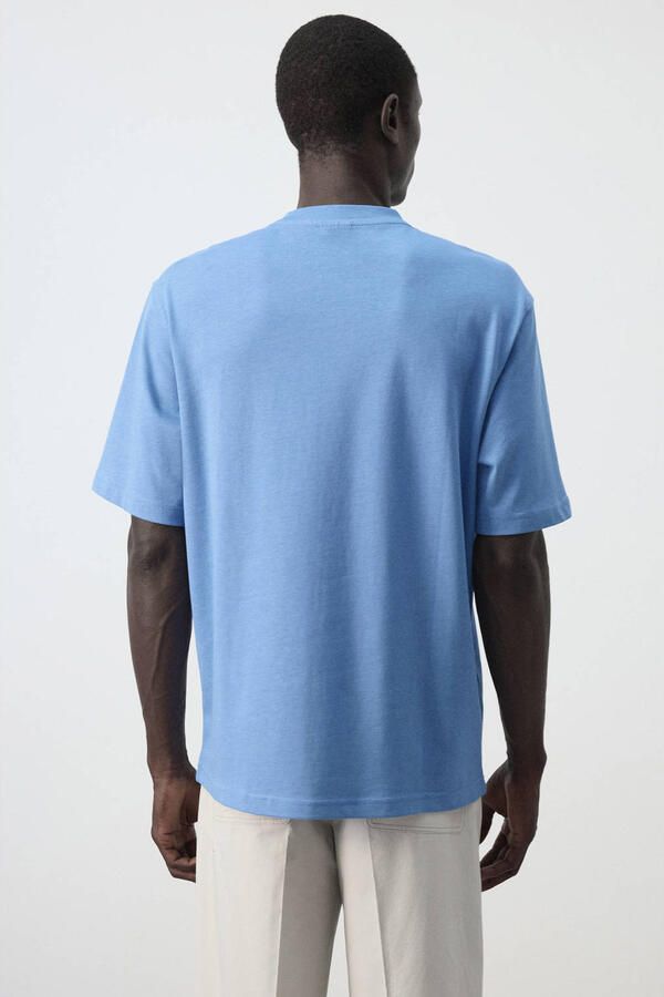 Mango Man relaxed fit T-shirt middenblauw - Foto 3