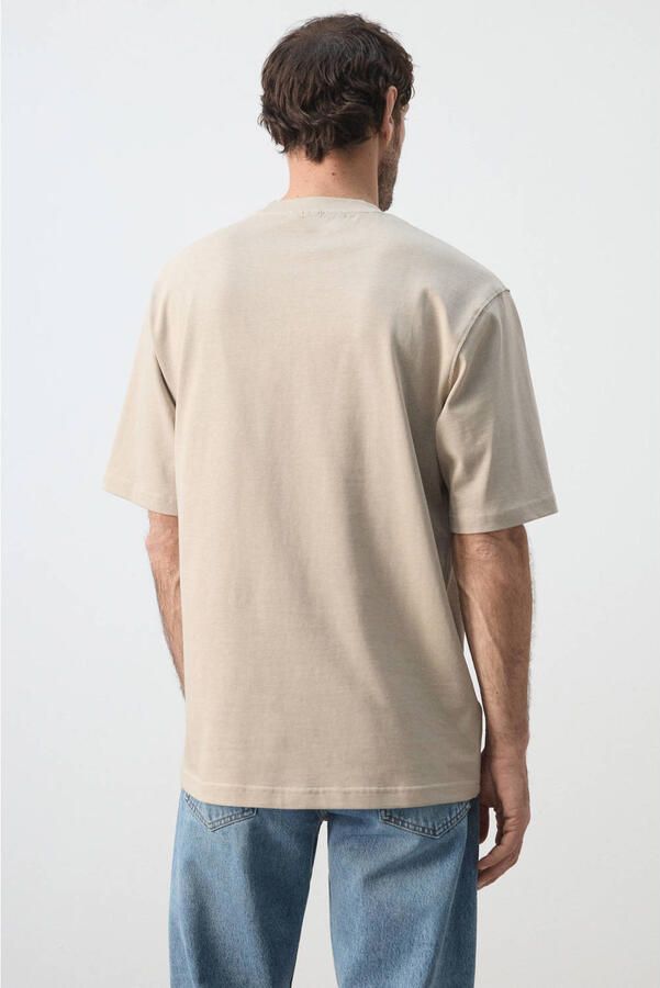 Mango Man relaxed fit T-shirt pastelbruin - Foto 3