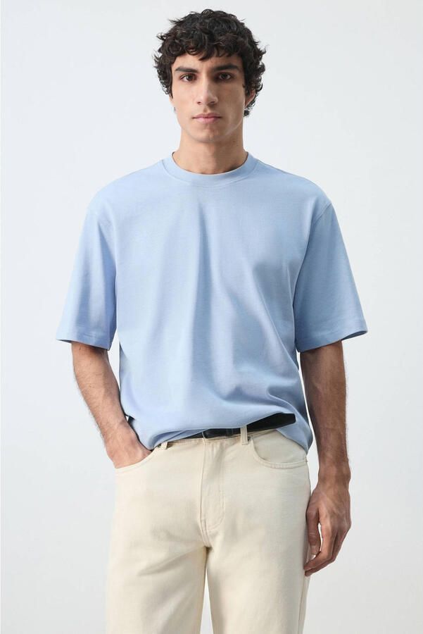 Mango Man relaxed T-shirt blauw
