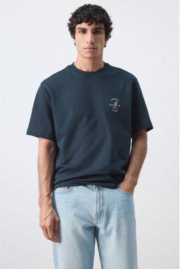 Mango Man relaxed T-shirt donkerblauw