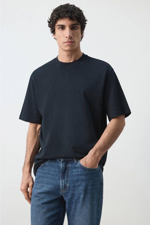 Mango Man relaxed T-shirt donkerblauw