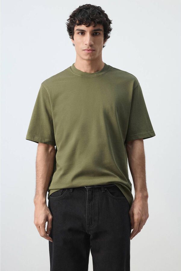 Mango Man relaxed T-shirt groen