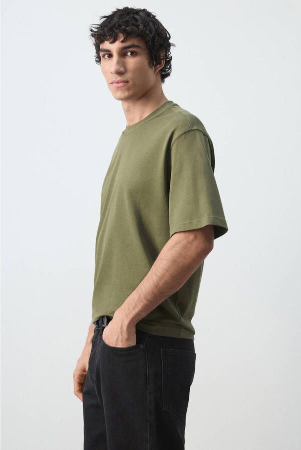 Mango Man relaxed T-shirt groen - Foto 3